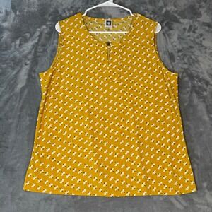 Anne Klein Womens XL Yellow Floral Sleeveless Shell Top Blouse 77JMIB24H224L